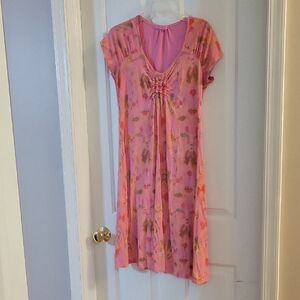 Fresh Produce Pink and Orange Floral Dress Small